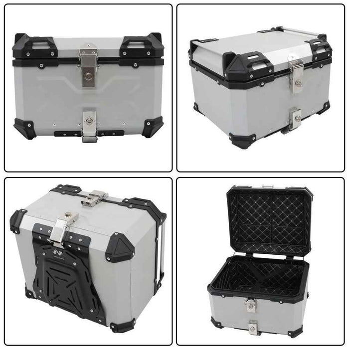 DURAFORCE Rear Top Case Luggage Tour Tail Tool Box Lock 55L Motorcycle Aluminum Trunk