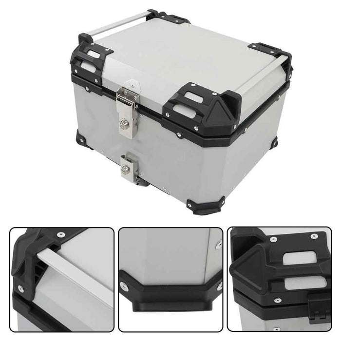 DURAFORCE Rear Top Case Luggage Tour Tail Tool Box Lock 55L Motorcycle Aluminum Trunk