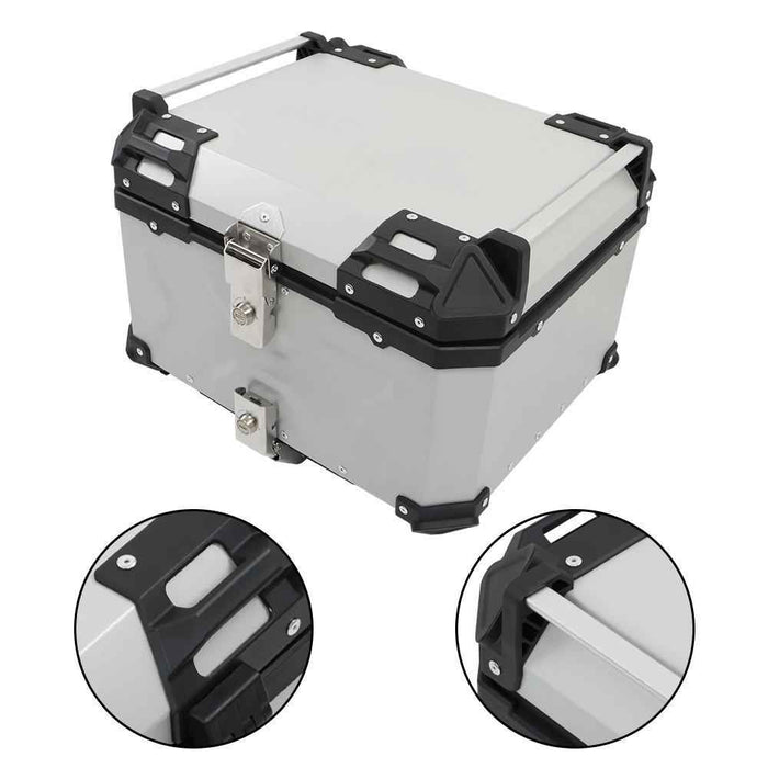 DURAFORCE Rear Top Case Luggage Tour Tail Tool Box Lock 55L Motorcycle Aluminum Trunk