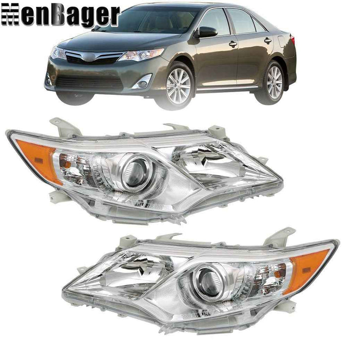 DURAFORCE For Toyota Camry 2012 -2014 Projector Headlights Chrome Halogen Left+Right Side