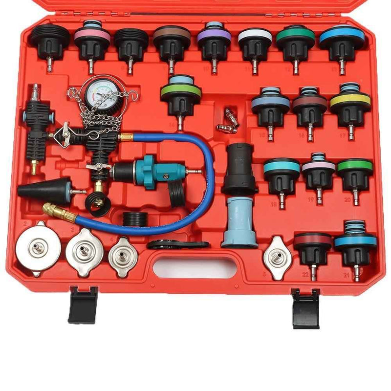 DURAFORCE Radiator Pressure Tester Kit Coolant Vacuum Type Cooling System Adapters 33Pcs