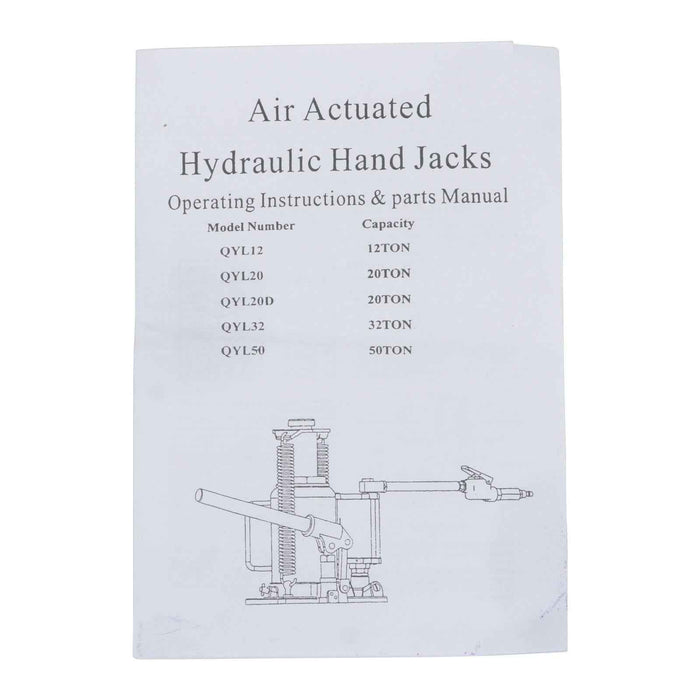 DURAFORCE 20Ton Pneumatic Air Hydraulic Bottle Jack with Manual Hand Pump For Car Truck