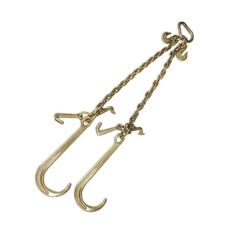 DURAFORCE 3/8" × 2FT G70 V-Type Tow Chain J-Hook Grab Hook For Tractor Car Wrecker Truck