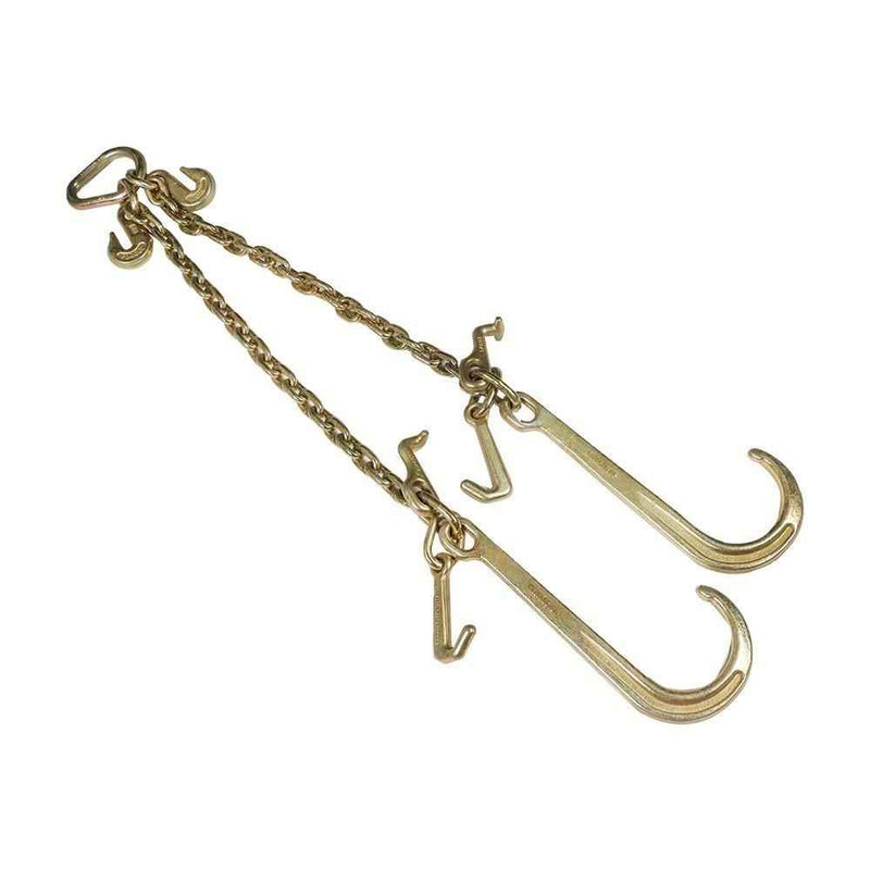 DURAFORCE 3/8" × 2FT G70 V-Type Tow Chain J-Hook Grab Hook For Tractor Car Wrecker Truck