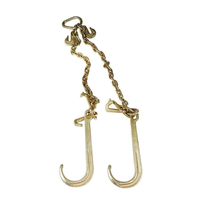DURAFORCE 3/8" × 2FT G70 V-Type Tow Chain J-Hook Grab Hook For Tractor Car Wrecker Truck