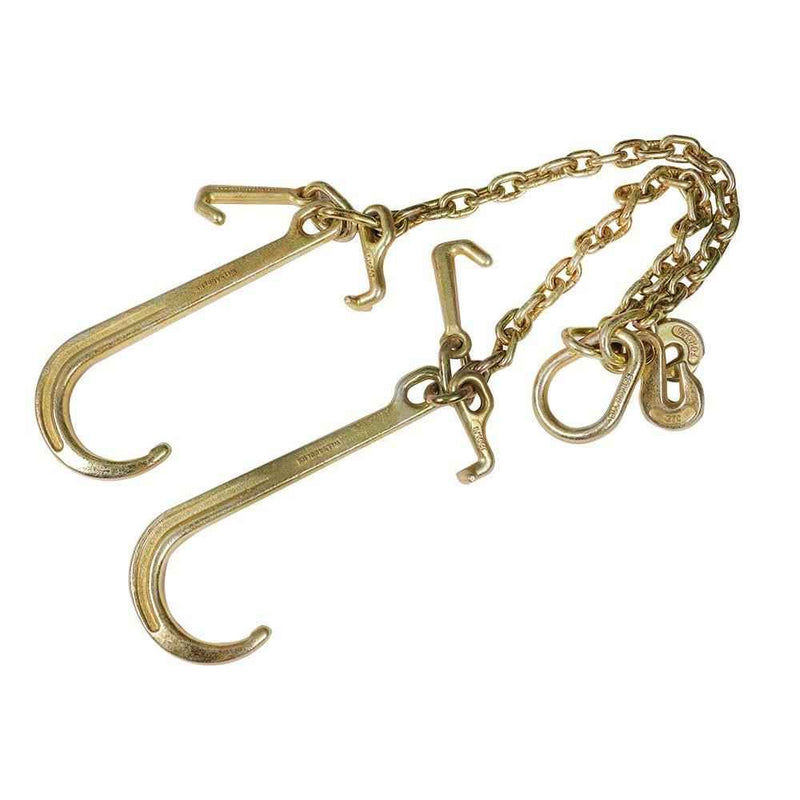 DURAFORCE 3/8" × 2FT G70 V-Type Tow Chain J-Hook Grab Hook For Tractor Car Wrecker Truck