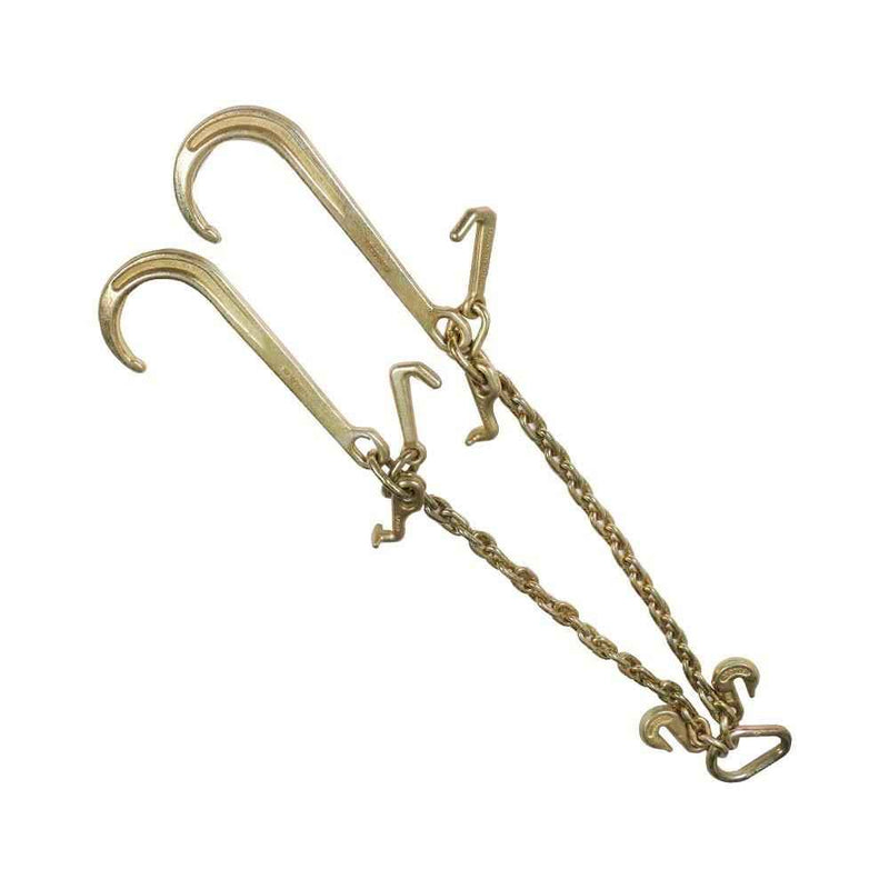 DURAFORCE 3/8" × 2FT G70 V-Type Tow Chain J-Hook Grab Hook For Tractor Car Wrecker Truck