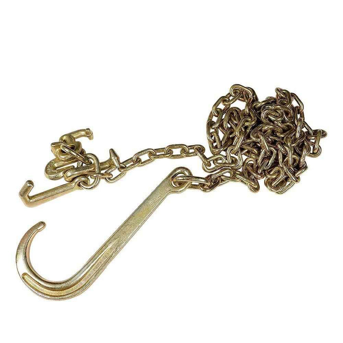 DURAFORCE 2Pcs G70 5/16'' × 10' Transport Tow Chain J Hook Long Shank With RTJ & Grab Hook