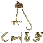 DURAFORCE 2Pcs G70 5/16'' × 10' Transport Tow Chain J Hook Long Shank With RTJ & Grab Hook
