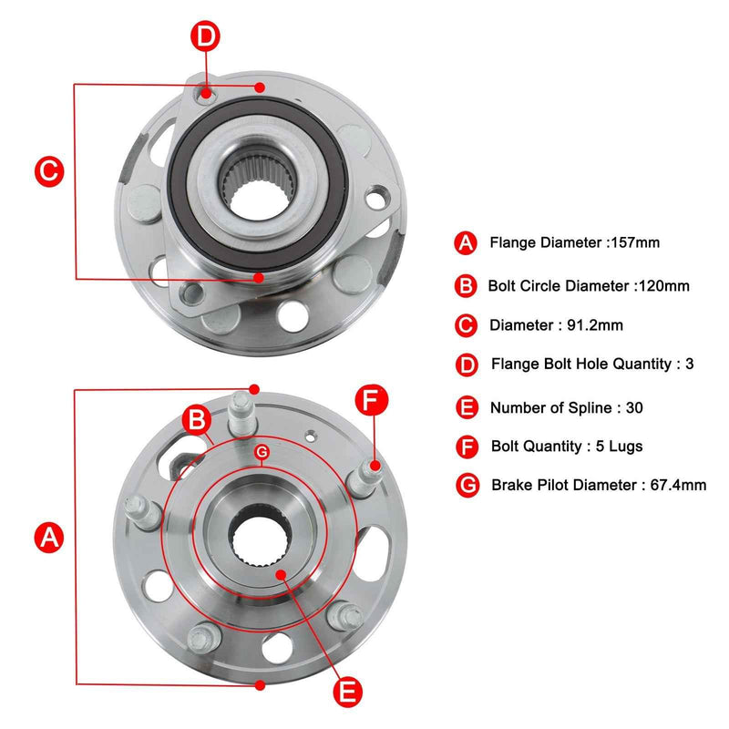 DURAFORCE Front Wheel Bearing and Hubs 513288 For Chevrolet Equinox Buick LaCrosse 10-17