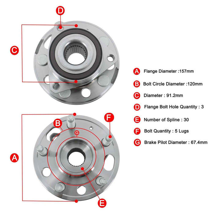 DURAFORCE Front Wheel Bearing and Hubs 513288 For Chevrolet Equinox Buick LaCrosse 10-17