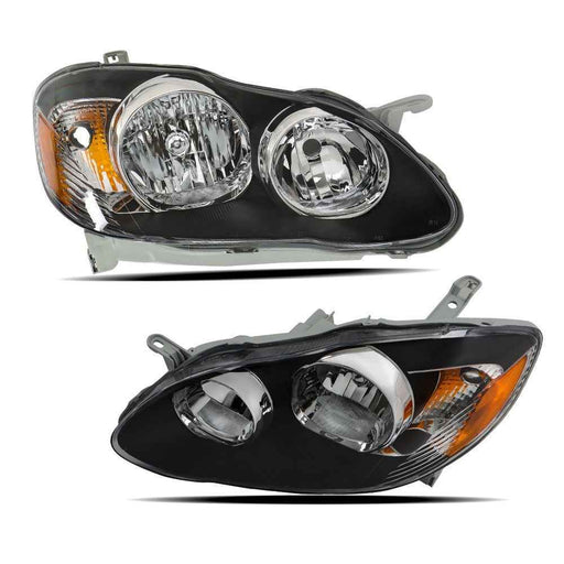 DURAFORCE Halogen Headlights For 2003-2005-2007-08 Toyota Corolla Left+Right Black Housing