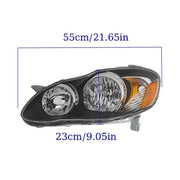DURAFORCE Halogen Headlights For 2003-2005-2007-08 Toyota Corolla Left+Right Black Housing