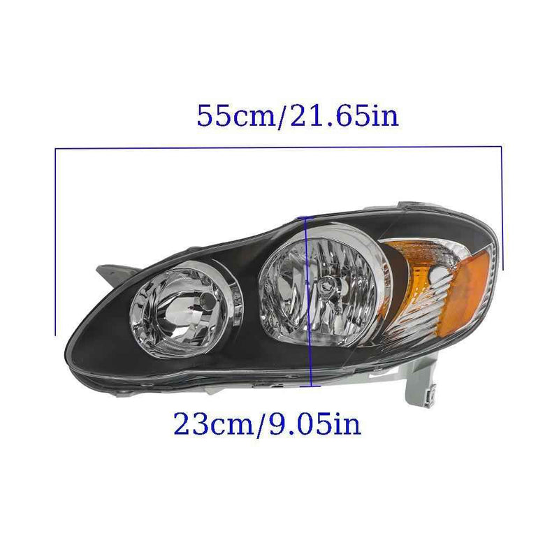 DURAFORCE Halogen Headlights For 2003-2005-2007-08 Toyota Corolla Left+Right Black Housing