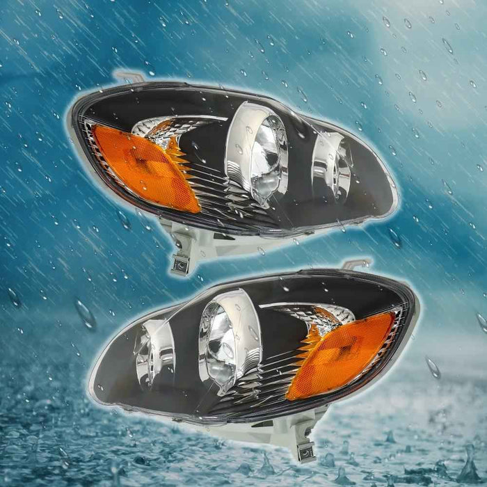 DURAFORCE Halogen Headlights For 2003-2005-2007-08 Toyota Corolla Left+Right Black Housing