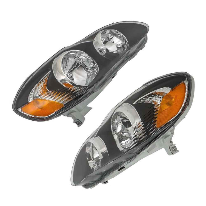 DURAFORCE Halogen Headlights For 2003-2005-2007-08 Toyota Corolla Left+Right Black Housing