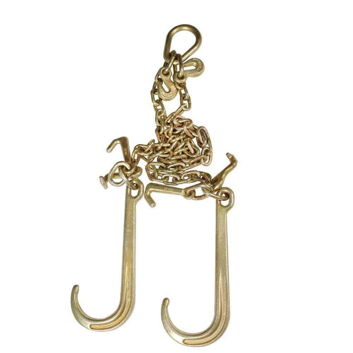 DURAFORCE G70 V-Chain Bridle 5/16" W/ 15" Large J Hooks T- Hook & J-Hook And Grab Hooks 3'