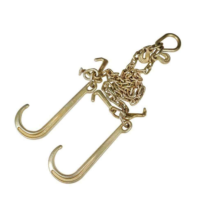 DURAFORCE G70 V-Chain Bridle 5/16" W/ 15" Large J Hooks T- Hook & J-Hook And Grab Hooks 3'