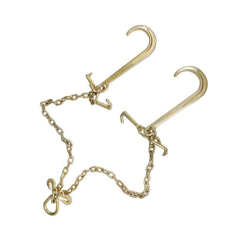 DURAFORCE G70 V-Chain Bridle 5/16" W/ 15" Large J Hooks T- Hook & J-Hook And Grab Hooks 3'