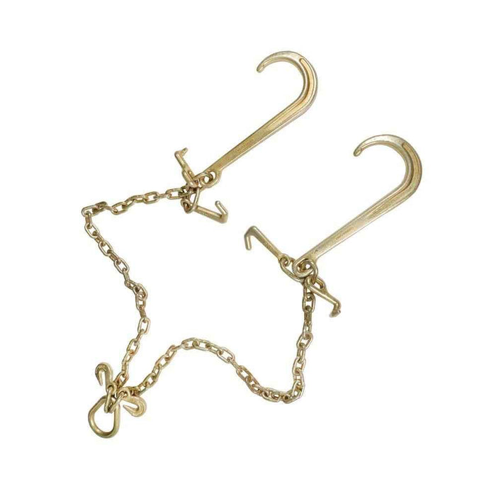 DURAFORCE G70 V-Chain Bridle 5/16" W/ 15" Large J Hooks T- Hook & J-Hook And Grab Hooks 3'