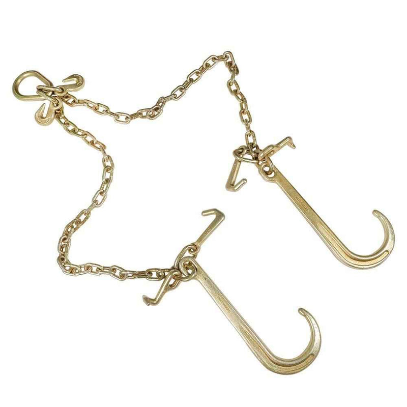 DURAFORCE G70 V-Chain Bridle 5/16" W/ 15" Large J Hooks T- Hook & J-Hook And Grab Hooks 3'