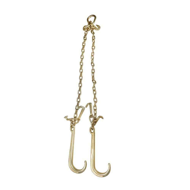 DURAFORCE G70 V-Chain Bridle 5/16" W/ 15" Large J Hooks T- Hook & J-Hook And Grab Hooks 3'