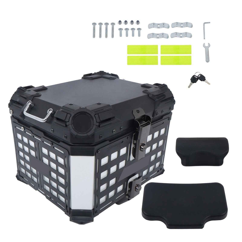 DURAFORCE 45L Motorcycle Trunk Scooter Suitcase Electric Car Trunk Silver Aluminum Silver