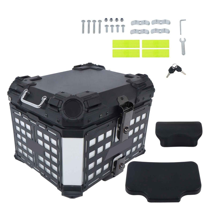 DURAFORCE 45L Motorcycle Trunk Scooter Suitcase Electric Car Trunk Silver Aluminum Silver