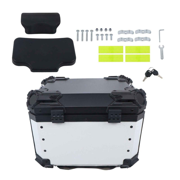 DURAFORCE 45L Motorcycle Trunk Scooter Suitcase Electric Car Trunk Silver Aluminum Silver