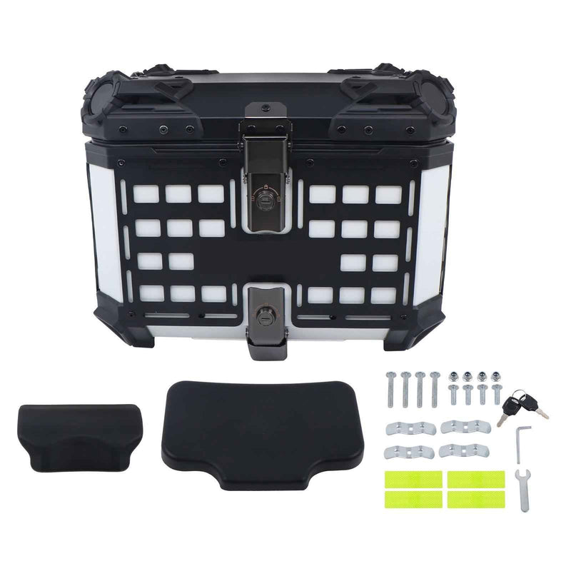 DURAFORCE 45L Motorcycle Trunk Scooter Suitcase Electric Car Trunk Silver Aluminum Silver