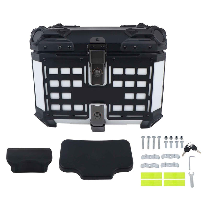 DURAFORCE 45L Motorcycle Trunk Scooter Suitcase Electric Car Trunk Silver Aluminum Silver