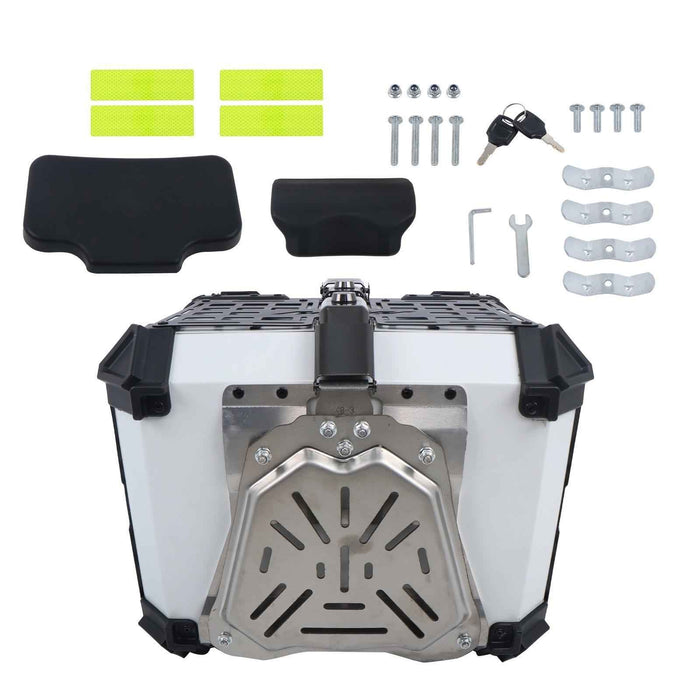 DURAFORCE 45L Motorcycle Trunk Scooter Suitcase Electric Car Trunk Silver Aluminum Silver