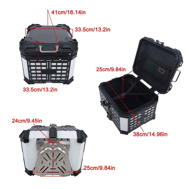 DURAFORCE 45L Motorcycle Trunk Scooter Suitcase Electric Car Trunk Silver Aluminum Silver