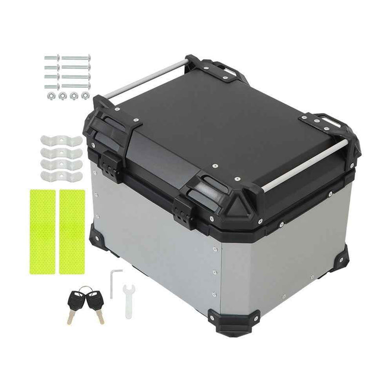 DURAFORCE Motorcycle Luggage Waterproof Tail Box Top Case Scooter Trunk Storage 45L Silver