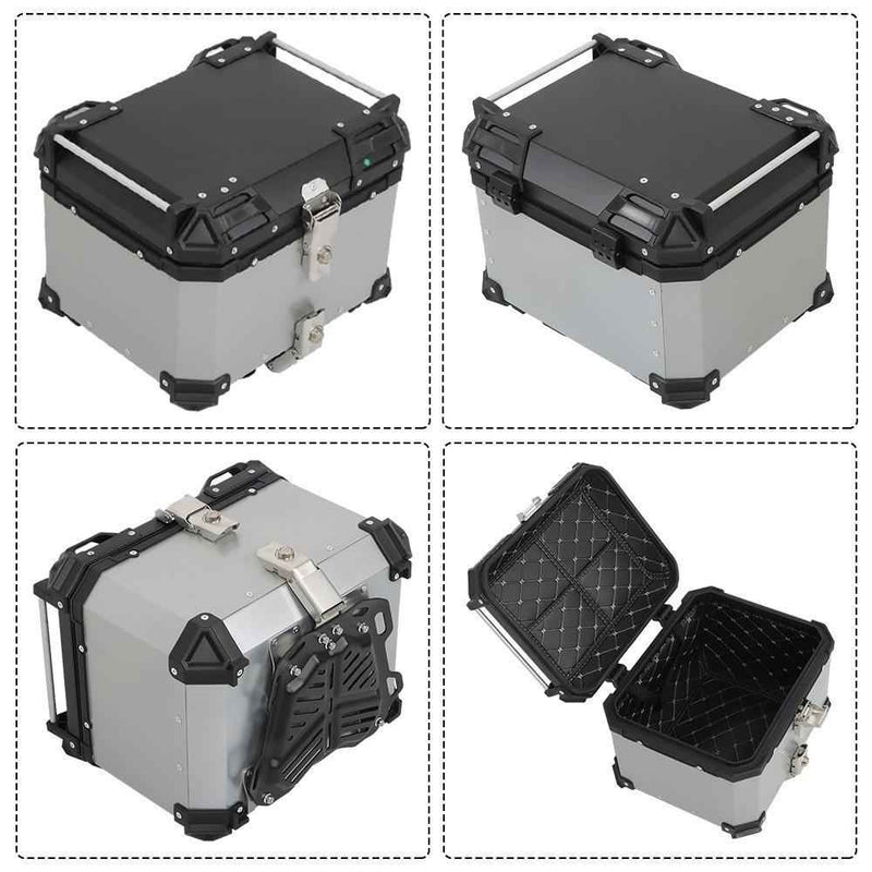 DURAFORCE Motorcycle Luggage Waterproof Tail Box Top Case Scooter Trunk Storage 45L Silver