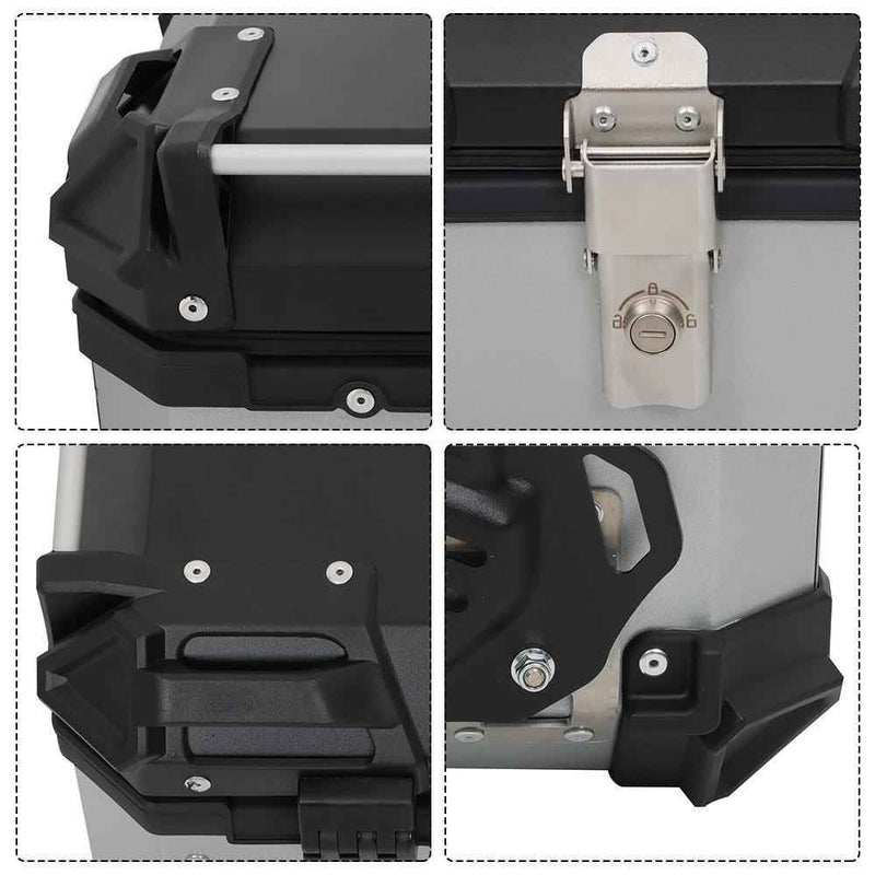 DURAFORCE Motorcycle Luggage Waterproof Tail Box Top Case Scooter Trunk Storage 45L Silver