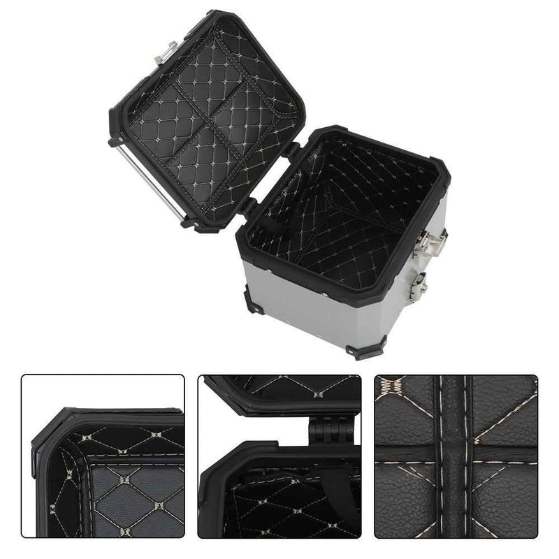 DURAFORCE Motorcycle Luggage Waterproof Tail Box Top Case Scooter Trunk Storage 45L Silver
