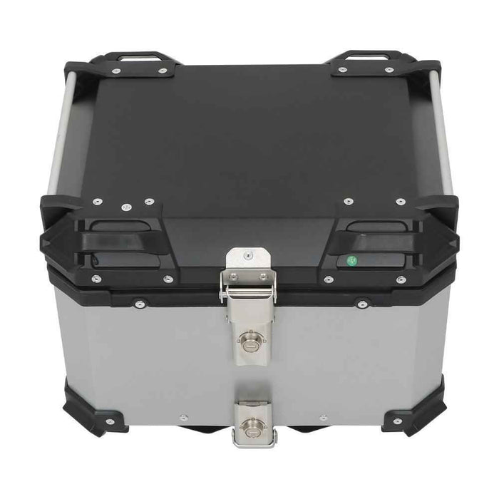 DURAFORCE Motorcycle Luggage Waterproof Tail Box Top Case Scooter Trunk Storage 45L Silver