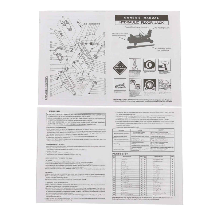 DURAFORCE 1.5 Ton (3,000 lb) Capacity Hydraulic Trolley Floor Jack with Storage Case
