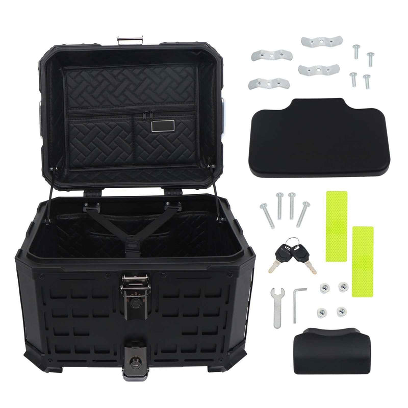 DURAFORCE Motorcycle Top Case Hard 45L Trunk With Black Armor Clock Model Aluminum New