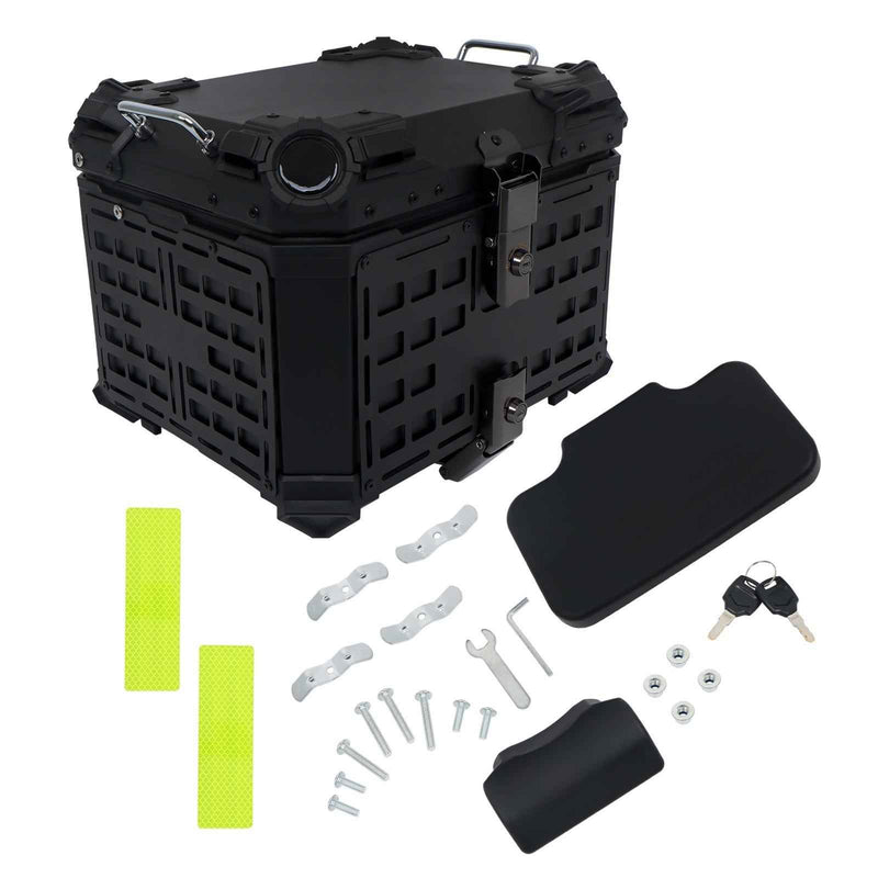 DURAFORCE Motorcycle Top Case Hard 45L Trunk With Black Armor Clock Model Aluminum New