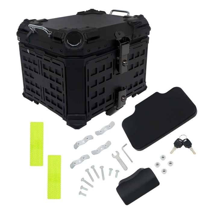 DURAFORCE Motorcycle Top Case Hard 45L Trunk With Black Armor Clock Model Aluminum New