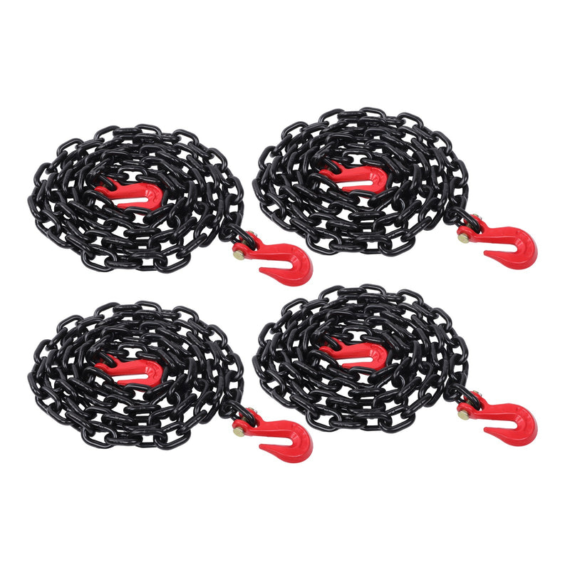 DURAFORCE 4Pack 3/8In × 10FT Tow Chain 7100Lbs G80 Steel Transport Binder Chain Grab Hooks