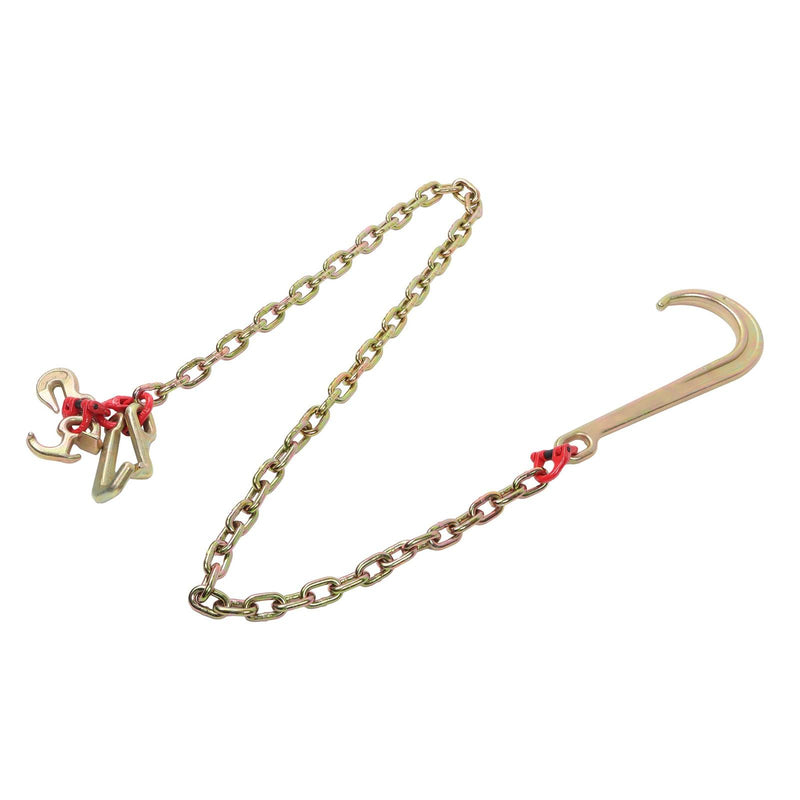 DURAFORCE 2PC 5400Lb G80 J Hook Chains 5/16In×6FT Tow Chain W/ 5/16' RTJ Hook Grapple Hook