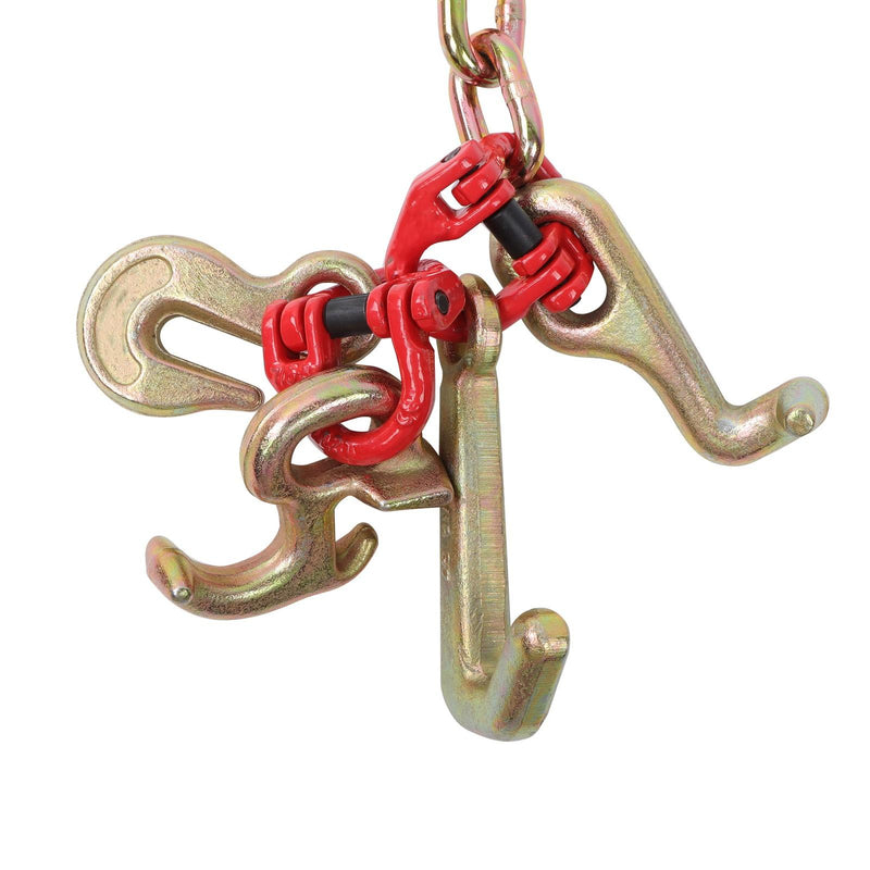 DURAFORCE 2PC 5400Lb G80 J Hook Chains 5/16In×6FT Tow Chain W/ 5/16' RTJ Hook Grapple Hook