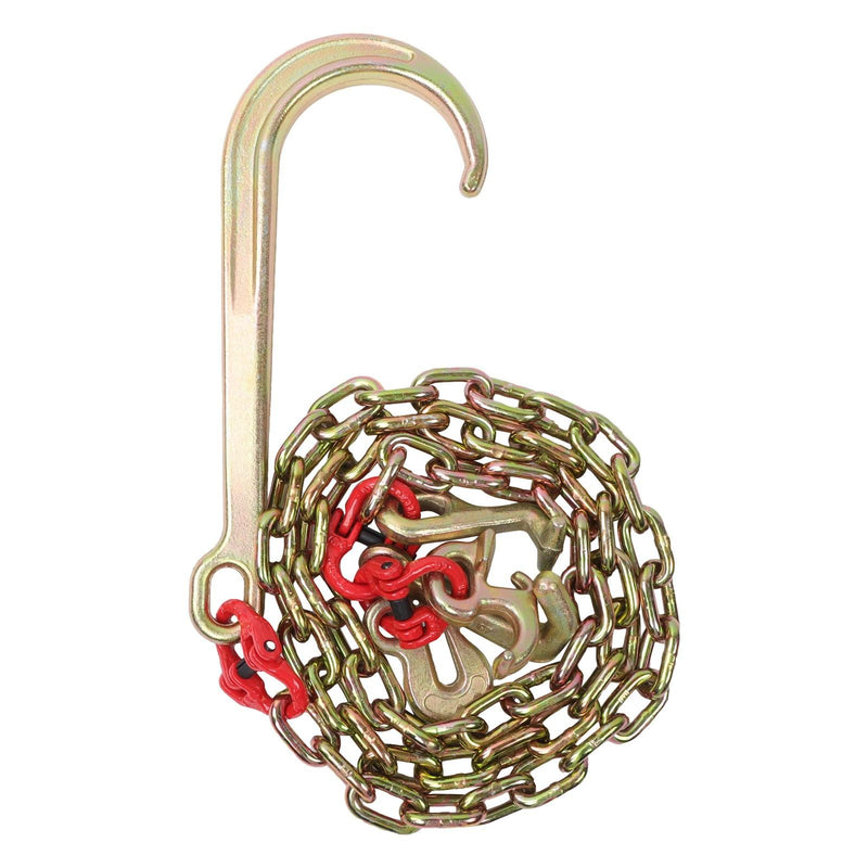 DURAFORCE 2PC 5400Lb G80 J Hook Chains 5/16In×6FT Tow Chain W/ 5/16' RTJ Hook Grapple Hook