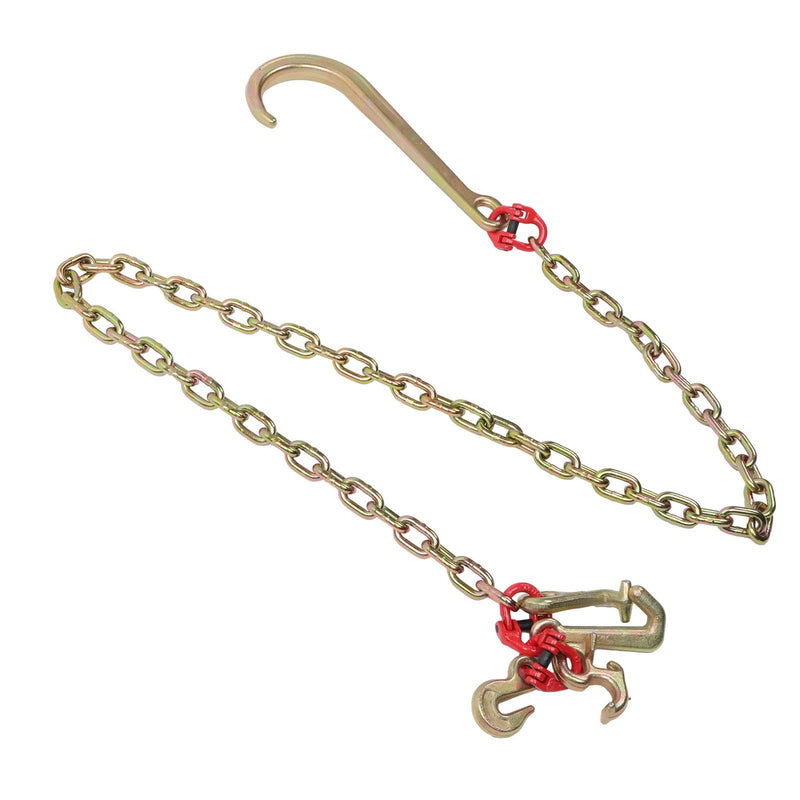 DURAFORCE 2PC 5400Lb G80 J Hook Chains 5/16In×6FT Tow Chain W/ 5/16' RTJ Hook Grapple Hook