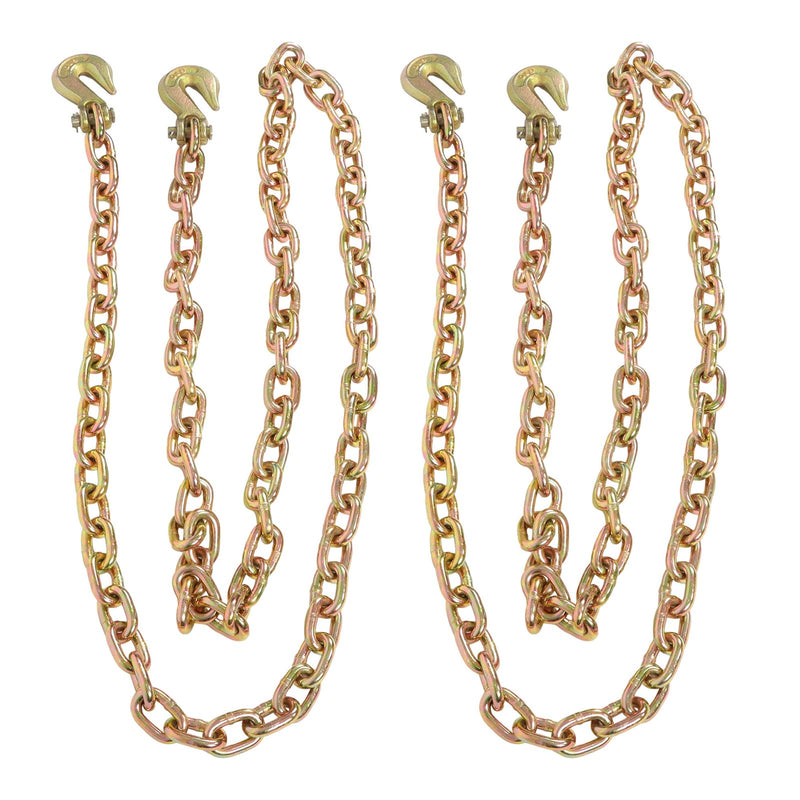 DURAFORCE 2 Pack 3/8In×10FT Binder Transport Chain Grab Hooks Tow Chain G70 Steel 7100Lbs
