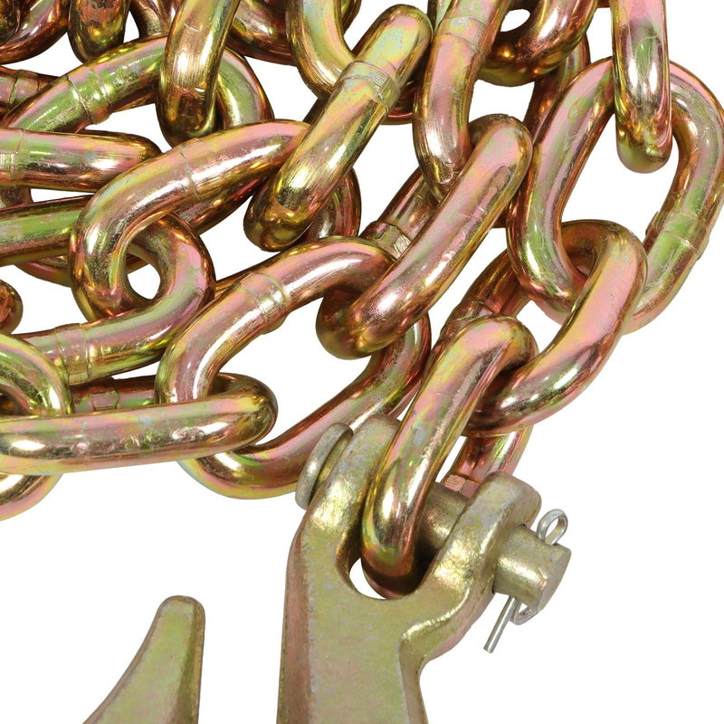 DURAFORCE 2 Pack 3/8In×10FT Binder Transport Chain Grab Hooks Tow Chain G70 Steel 7100Lbs