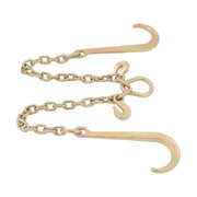 DURAFORCE 3/8In × 2FT 7100Lbs V-Bridle Tow Chain G80 With 15In J-Hooks 3/8In Grapple Hooks
